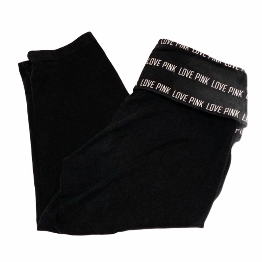 Victoria’s Secret Black Love Pink Logo Yoga Pants